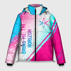 Мужская зимняя куртка Bring Me the Horizon neon gradient style вертикаль