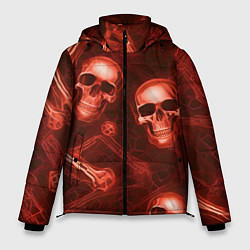 Куртка зимняя мужская Красные черепа и кости, цвет: 3D-светло-серый