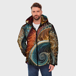 Куртка зимняя мужская Текстура спираль из кристалов, цвет: 3D-светло-серый — фото 2