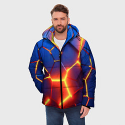 Куртка зимняя мужская Огненные плиты с разломом, цвет: 3D-красный — фото 2