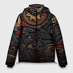 Куртка зимняя мужская Абстрактный узор в славянской стилистике, цвет: 3D-светло-серый