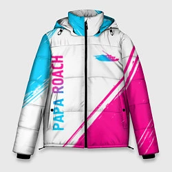 Куртка зимняя мужская Papa Roach neon gradient style вертикально, цвет: 3D-черный