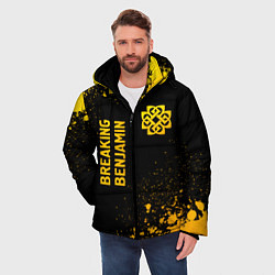 Куртка зимняя мужская Breaking Benjamin - gold gradient вертикально, цвет: 3D-черный — фото 2