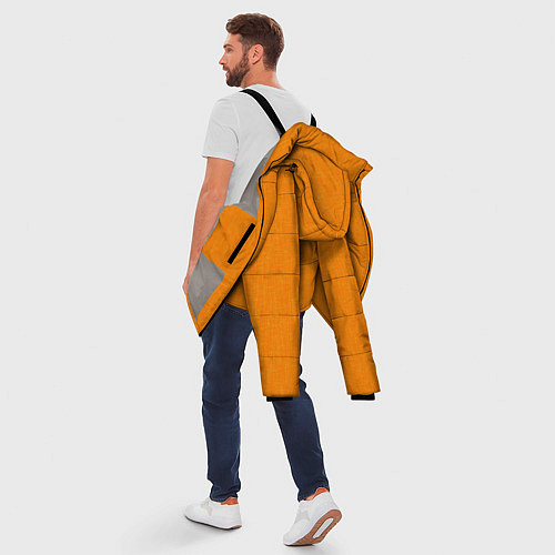Мужская зимняя куртка Жёлто-оранжевый текстура однотонный / 3D-Светло-серый – фото 5