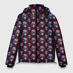 Куртка зимняя мужская Череп покрытый стекающей краской паттерн, цвет: 3D-черный