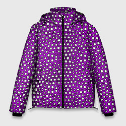 Куртка зимняя мужская Белые пузырьки на фиолетовом фоне, цвет: 3D-черный