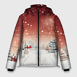 Куртка зимняя мужская Огни рождественского города, цвет: 3D-светло-серый