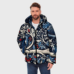 Куртка зимняя мужская Новогодние снегири на ветках, цвет: 3D-светло-серый — фото 2