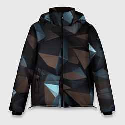 Куртка зимняя мужская Черная геометрическая абстракция - объемные грани, цвет: 3D-светло-серый