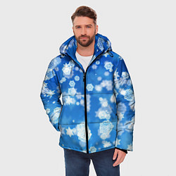 Куртка зимняя мужская Декоративные снежинки на синем, цвет: 3D-черный — фото 2