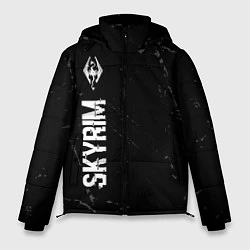 Куртка зимняя мужская Skyrim glitch на темном фоне по-вертикали, цвет: 3D-черный
