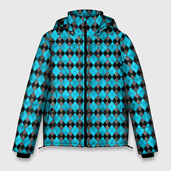 Куртка зимняя мужская Ромбик клссический черно голубой, цвет: 3D-красный