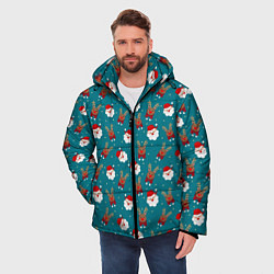 Куртка зимняя мужская Дед Мороз и олени, цвет: 3D-черный — фото 2