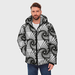 Куртка зимняя мужская Треугольник и линии, цвет: 3D-черный — фото 2