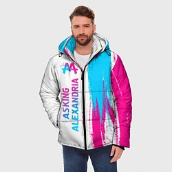 Куртка зимняя мужская Asking Alexandria neon gradient style по-вертикали, цвет: 3D-черный — фото 2