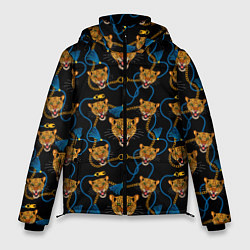 Куртка зимняя мужская Золотая цепь с леопардами, цвет: 3D-черный