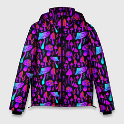 Куртка зимняя мужская Неоновые разноцветные грибы, цвет: 3D-светло-серый