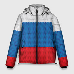 Куртка зимняя мужская Вязаный российский флаг, цвет: 3D-красный