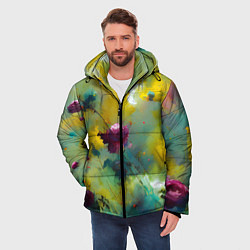 Куртка зимняя мужская Абстрактные розы в пятнах краски, цвет: 3D-светло-серый — фото 2