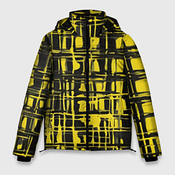 Куртка зимняя мужская Смазанная краска чёрная и жёлтая, цвет: 3D-черный