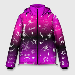 Куртка зимняя мужская Тату Лил Пипа на фиолетовом, цвет: 3D-черный