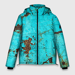 Куртка зимняя мужская Текстура бирюзового металла со ржавчиной, цвет: 3D-черный