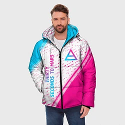 Куртка зимняя мужская Thirty Seconds to Mars neon gradient style вертика, цвет: 3D-черный — фото 2