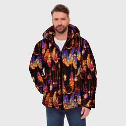 Куртка зимняя мужская Ловцы снов с яркими перьями, цвет: 3D-черный — фото 2