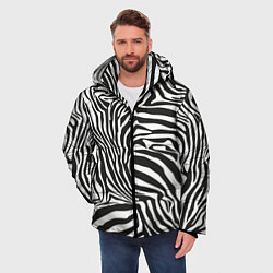 Куртка зимняя мужская Шкура зебры черно - белая графика, цвет: 3D-черный — фото 2