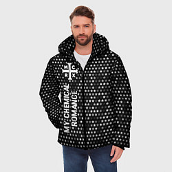 Куртка зимняя мужская My Chemical Romance glitch на темном фоне по-верти, цвет: 3D-черный — фото 2