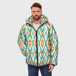 Куртка зимняя мужская Геометрический узор икат - орнамент народов узбеки, цвет: 3D-светло-серый — фото 2
