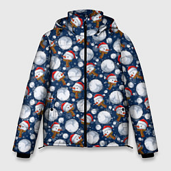 Куртка зимняя мужская Весёлые снеговики - паттерн, цвет: 3D-светло-серый