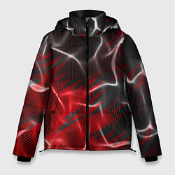 Куртка зимняя мужская Дым и красные текстуры, цвет: 3D-красный