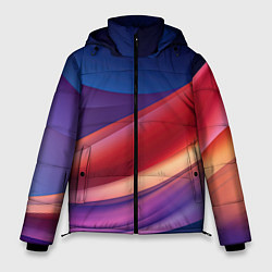 Куртка зимняя мужская Абстрактные синие волны, цвет: 3D-красный