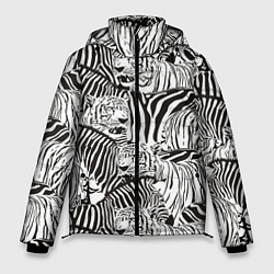 Куртка зимняя мужская Зебры и тигры, цвет: 3D-светло-серый