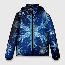 Куртка зимняя мужская Новогодние снежинки кружатся, цвет: 3D-черный