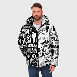 Куртка зимняя мужская Billie Eilish чернобелые битва лого, цвет: 3D-черный — фото 2