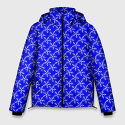 Куртка зимняя мужская Паттерн снежинки синий, цвет: 3D-черный