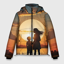Куртка зимняя мужская Мать и дитя на закате, цвет: 3D-светло-серый