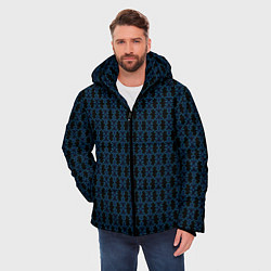Куртка зимняя мужская Узоры чёрно-синий паттерн, цвет: 3D-черный — фото 2