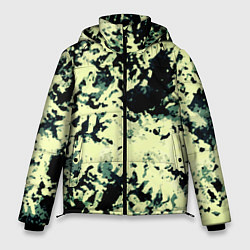 Куртка зимняя мужская Абстракция чёрный и бледно-зелёный, цвет: 3D-черный