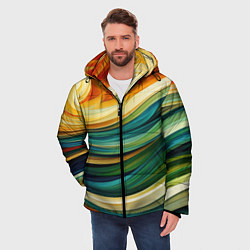 Куртка зимняя мужская Абстракция с солнцем, цвет: 3D-красный — фото 2