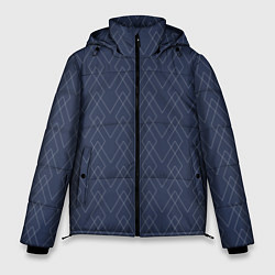 Куртка зимняя мужская Серо-синий геометричные линии, цвет: 3D-черный
