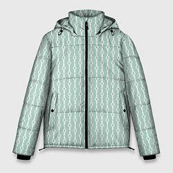 Куртка зимняя мужская Белый узор на бледно-зелёном, цвет: 3D-светло-серый