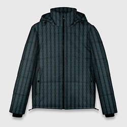 Куртка зимняя мужская Полосы цепочки серо-зелёный, цвет: 3D-черный