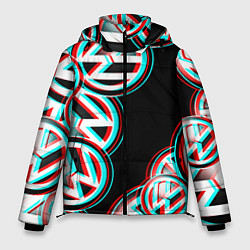 Куртка зимняя мужская Volkswagen glitch pattern, цвет: 3D-черный