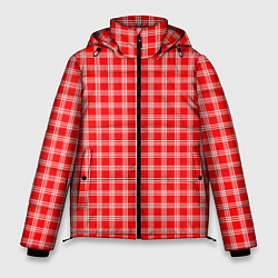 Куртка зимняя мужская Красно-белый клетчатый, цвет: 3D-черный