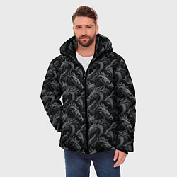 Куртка зимняя мужская Черные драконы паттерн, цвет: 3D-черный — фото 2