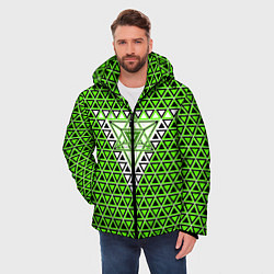 Куртка зимняя мужская Зелёные и чёрные треугольники, цвет: 3D-светло-серый — фото 2