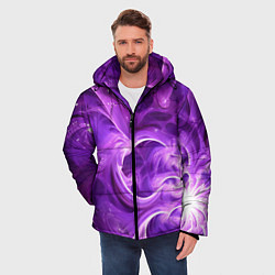 Куртка зимняя мужская Фиолетовая фрактальная абстракция, цвет: 3D-красный — фото 2